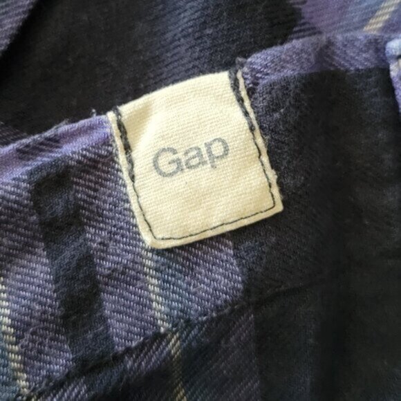 Gap Ladies Light Flannel Plaid Fitted Boyfriend Button Down Shirt Women's Sz XS - Picture 5 of 8